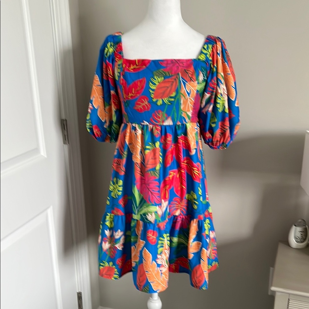 Tropical Puff Sleeve Dress